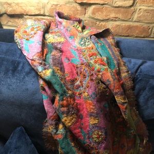 Large handmade scarf/wrap multicolored beaded